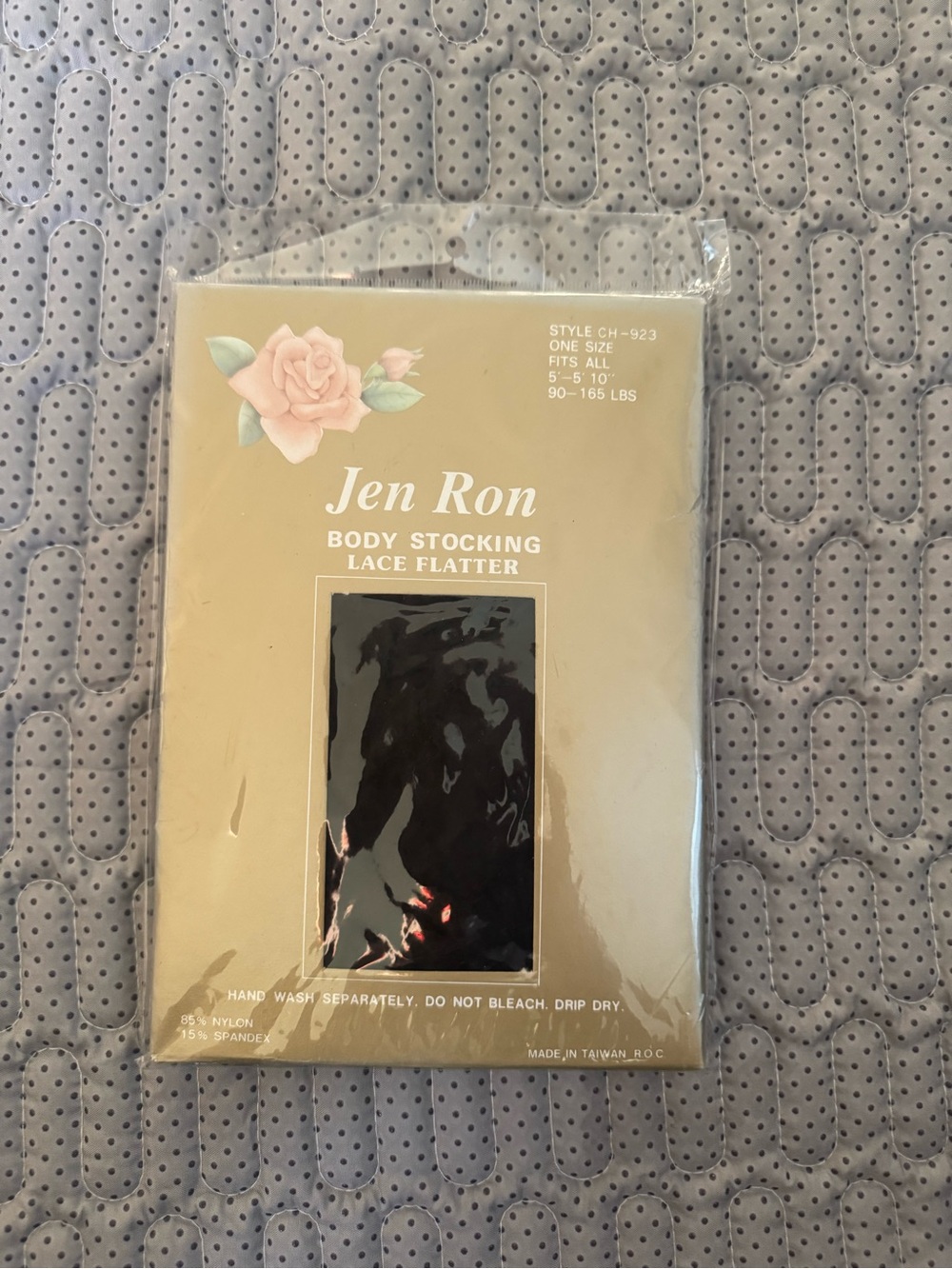 Vintage Jen Ron Black Body Stocking Lace Flatter